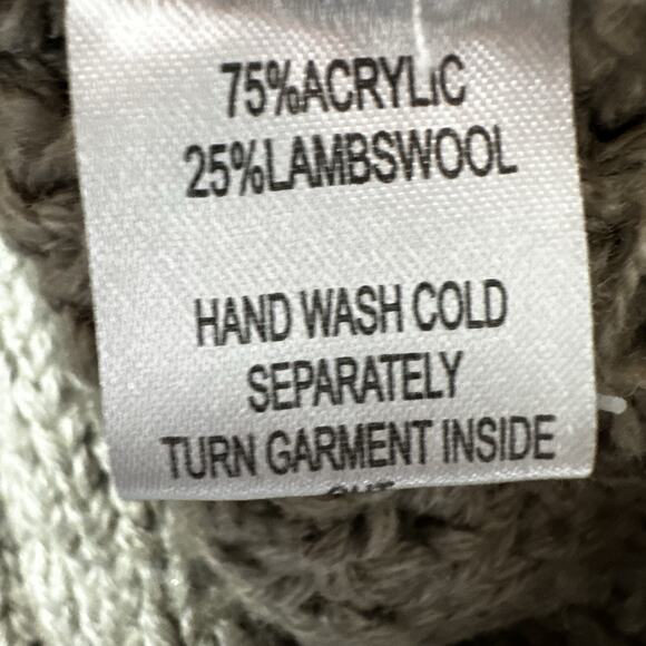 Alps Sweater Womens Medium Beige Button Bobbles Chunky Cable Cardigan Wool Poms - Picture 7 of 12